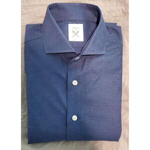 Men's Strong Suit Navy Blue Dress‎ Shirt - Size 16L x 35